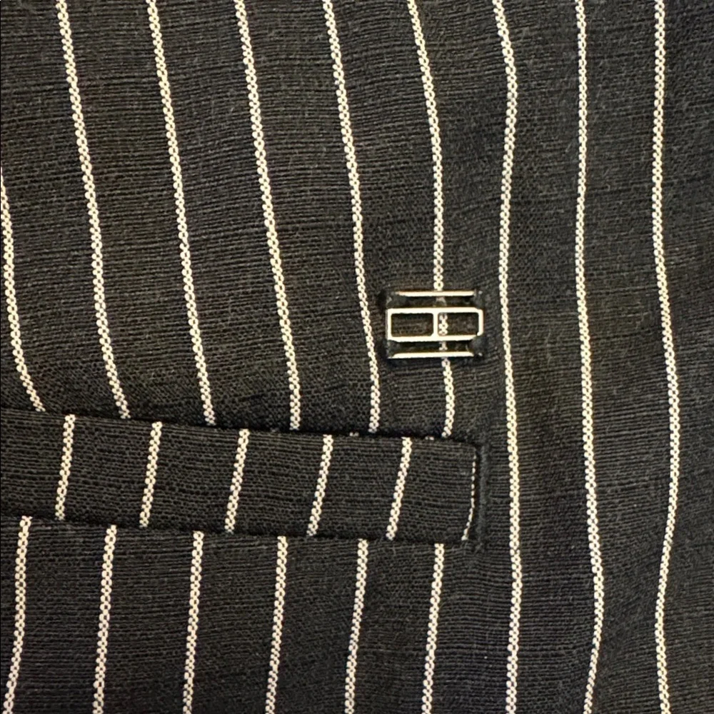TOMMY HILFIGER Navy Pinstripe Tie Front High Rise Slacks Career Size L - Picture 14 of 14
